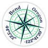 Bend Oregon 2-Inch Vinyl Decal Sticker Latitude Longitude Compass Design view 1