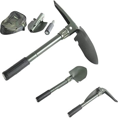 Folding Camping Survival Shovel with Pick 16" Garden Military Style Survival w/Pick Tool & Case