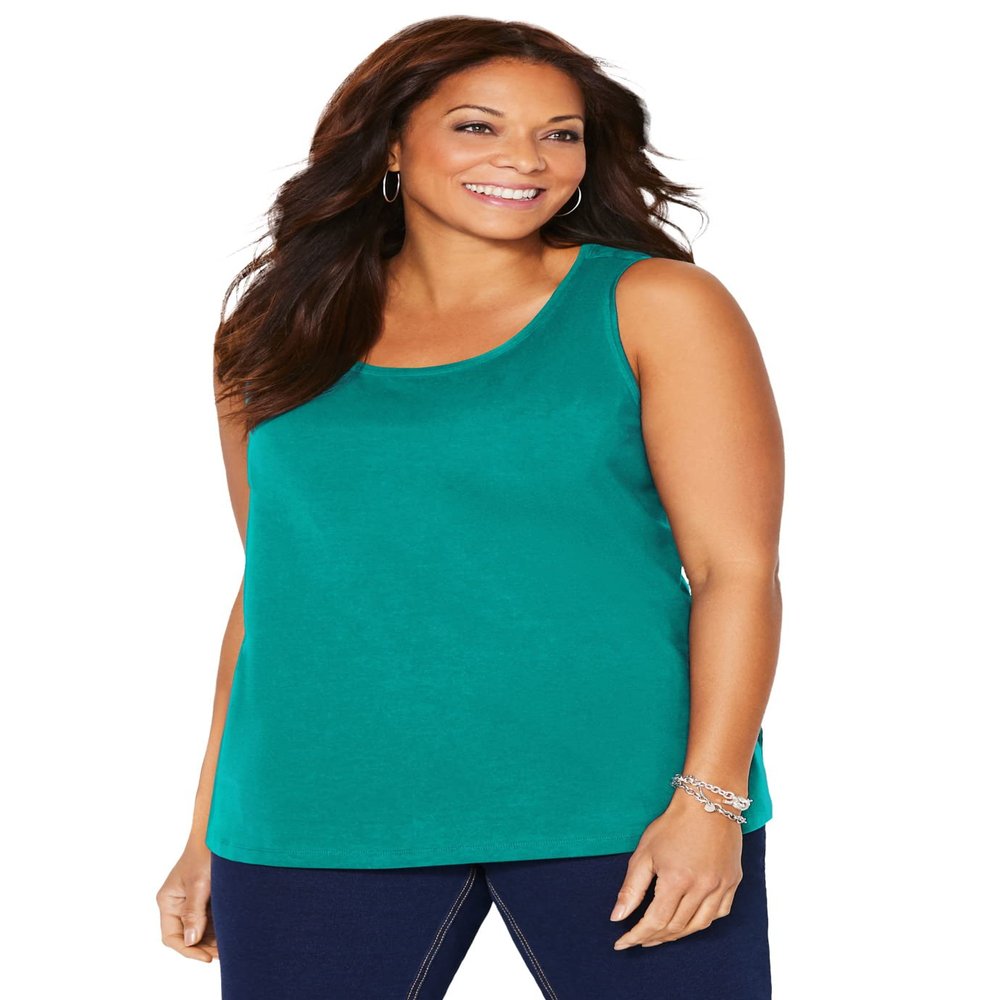 Catherines Women's Plus Size Petite Suprema Tank - 3XWP, Waterfall