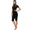 Burkini Swimsuits for Women Modest Muslim Swimsuit Islamic Swimwear Short Sleeve Burkinis Full Cover Hijab Muslim Swim Dress Tops Capris Pants Swim Cap 3 Piece Bathing Suits Black X-Large view 3