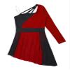 Agoky Kids Girls Single Long Sleeve Irregular Hem Tulle Dance Dress Lyrical Contemporary Dance Outfits Ice Skating Dress Burgundy 6 Years view 3