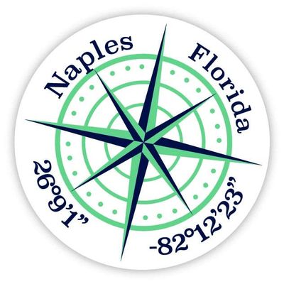 Naples Florida 2-Inch Vinyl Decal Sticker Latitude Longitude Compass Design