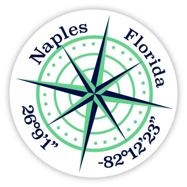 Naples Florida 2-Inch Vinyl Decal Sticker Latitude Longitude Compass Design