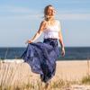 Long Skirts for Women Maxi Boho Skirt (Blossom Navy, 20-24 Plus) view 3
