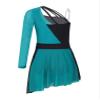 Agoky Kids Girls Single Long Sleeve Irregular Hem Tulle Dance Dress Lyrical Contemporary Dance Outfits Ice Skating Dress Green 8 Years view 2