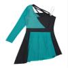Agoky Kids Girls Single Long Sleeve Irregular Hem Tulle Dance Dress Lyrical Contemporary Dance Outfits Ice Skating Dress Green 8 Years view 4