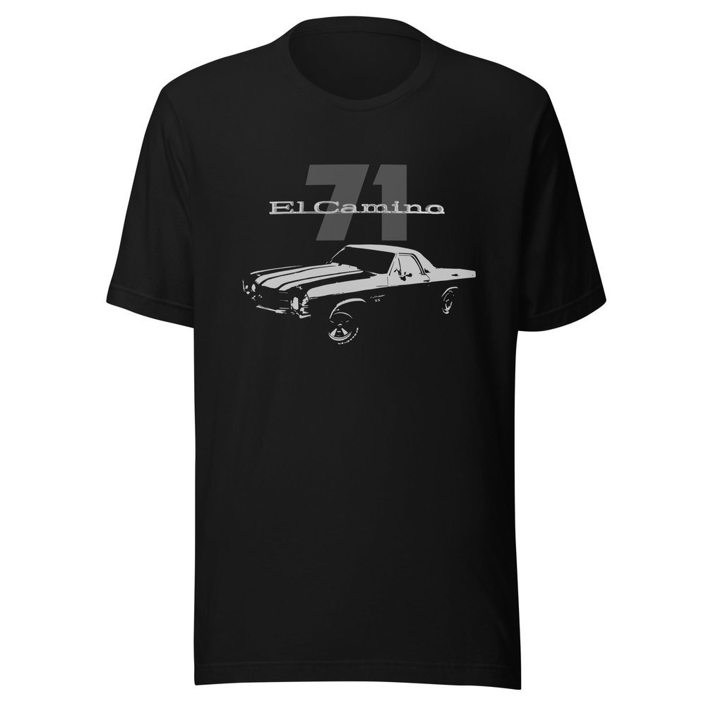 1971 Chevy El Camino SS Collector Car Custom Art Short-Sleeve T-Shirt Black