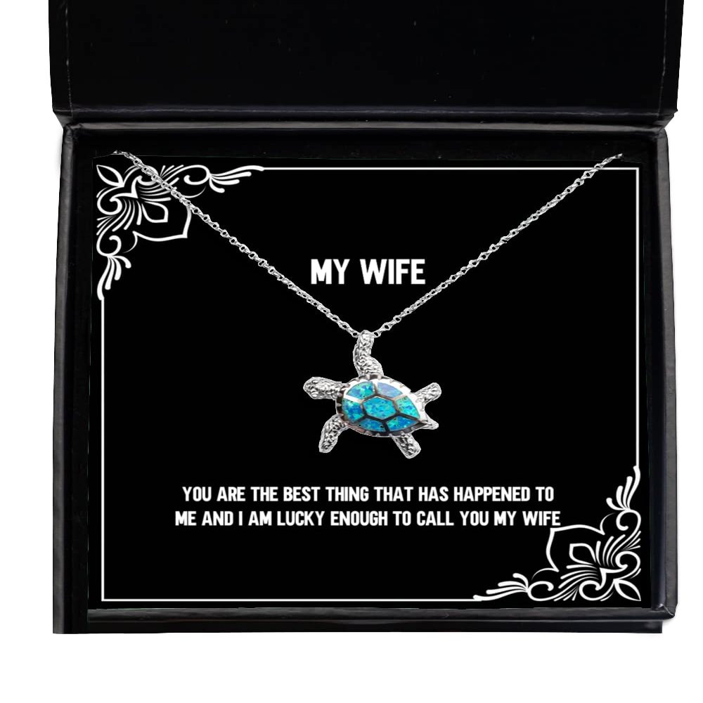 Brilliant Wife, You are The Best Thing That has Happened to me and I am Lucky Enough, Love Opal Turtle Necklace for Wife from Husband