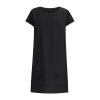 LFEOOST Casual Summer Dresses for Women Fashion Cotton and Linen Crewneck Short Sleeve Solid Loose Ruched Shift Dress Black view 3