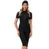 Burkini Swimsuits for Women Modest Muslim Swimsuit Islamic Swimwear Short Sleeve Burkinis Full Cover Hijab Muslim Swim Dress Tops Capris Pants Swim Cap 3 Piece Bathing Suits Black Medium