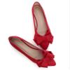 Bow-Knot Ballet Flats Womens Pointy Toe Flat Shoes Suede Dress Shoes Wear to Work Slip On Moccasins Christmas Red Size 10.5 view 2