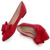 Bow-Knot Ballet Flats Womens Pointy Toe Flat Shoes Suede Dress Shoes Wear to Work Slip On Moccasins Christmas Red Size 10.5 view 3