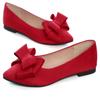 Bow-Knot Ballet Flats Womens Pointy Toe Flat Shoes Suede Dress Shoes Wear to Work Slip On Moccasins Christmas Red Size 10.5 view 4