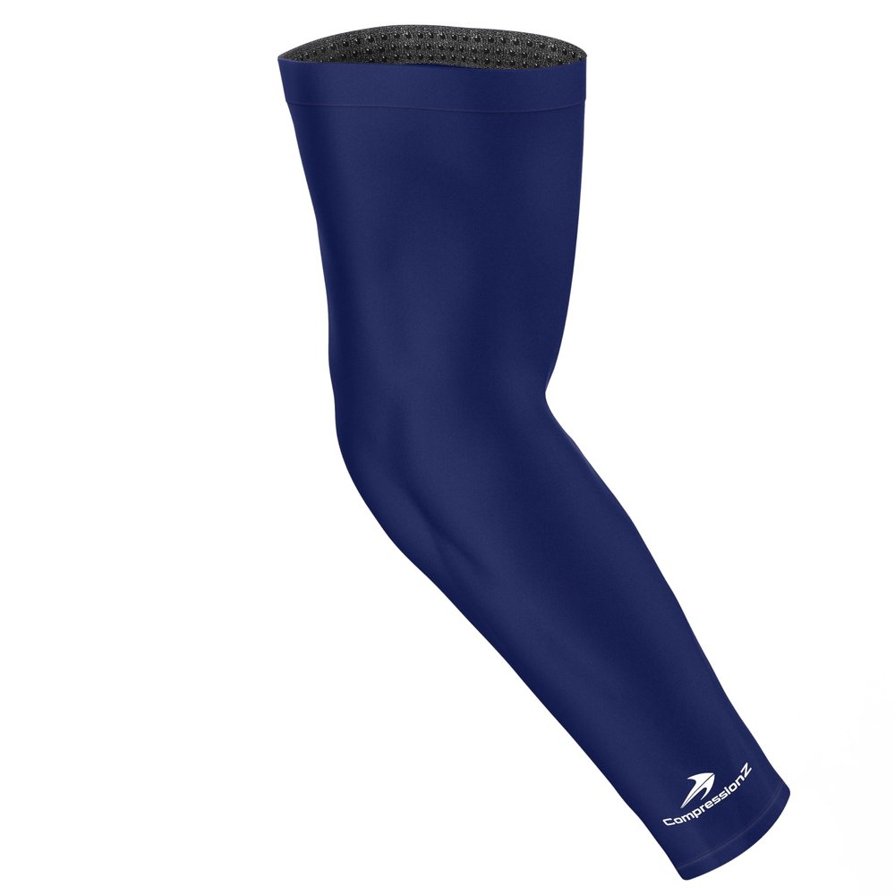 CompressionZ Compression Arm Sleeves for Men & Women| Cooling UV Sun Protection Elbow Pain Relief for All Sports and Recovery Navy: Single Sleeve Medium