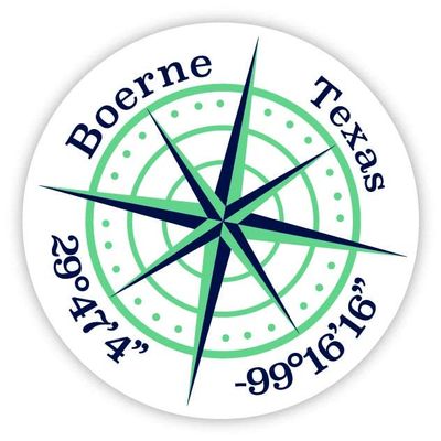 Boerne Texas 4-Inch Vinyl Decal Sticker Latitude Longitude Compass Design