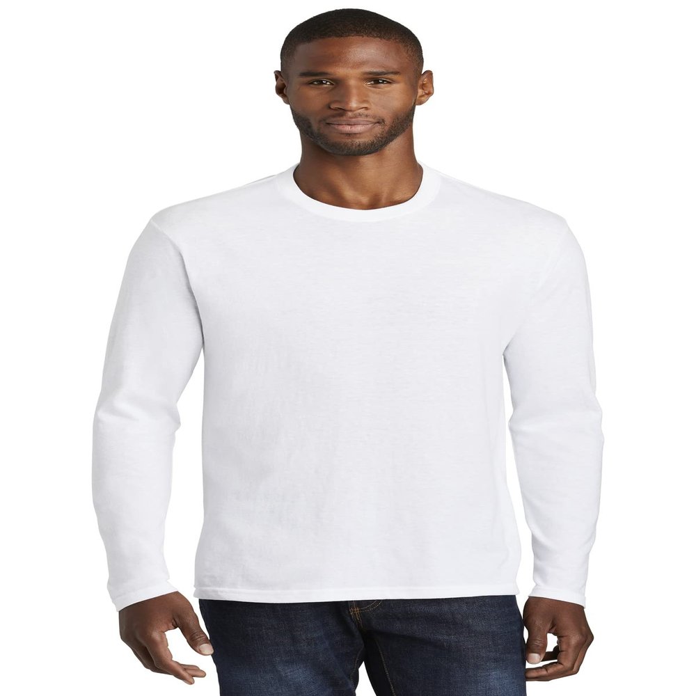 Port & Company  Long Sleeve Fan Favorite Blend Tee. PC455LS 3XL White
