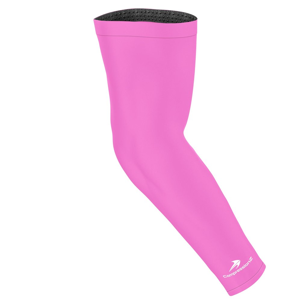 CompressionZ Compression Arm Sleeves for Men & Women| Cooling UV Sun Protection Elbow Pain Relief for All Sports and Recovery Pink: Single Sleeve X-Large