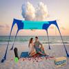 KAZZARY Beach Tent, UPF50+ 10x10 ft Sun Shade Canopy with Sandbags, 4 Stability Poles, Ground Pegs, Flying Disc Sand Shovel. Lightweight Sunshade Shelter, 7ft Tall for Camping Outdoor Trips and Sports view 1