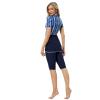 Burkini Swimsuits for Women Modest Muslim Swimsuit Islamic Swimwear Short Sleeve Burkinis Full Cover Hijab Muslim Swim Dress Tops Capris Pants Swim Cap 3 Piece Bathing Suits Blue X-Large view 3