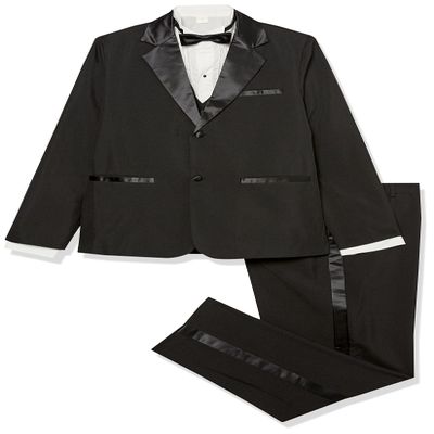 Boy's Tuxedo Suit Set with Shirt and Bowtie Black