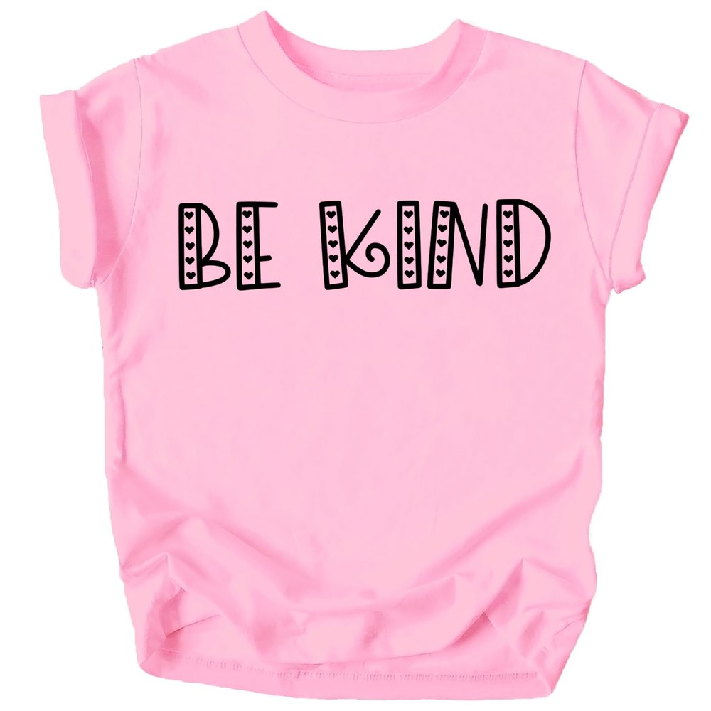 Be Kind Heart Letters Shirt for Baby & Toddler Youth Girls Black on Pink Shirt Youth Small