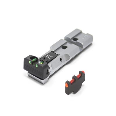 Fusion Firearms S&W RMR Rear Sight Fiber Optic Silver Body with Red Pin Front Sight