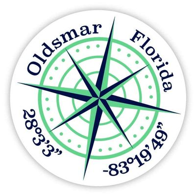 Oldsmar Florida 2-Inch Vinyl Decal Sticker Latitude Longitude Compass Design