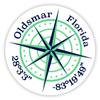 Oldsmar Florida 2-Inch Vinyl Decal Sticker Latitude Longitude Compass Design view 1