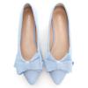 SAILING LU Bow-Knot Ballet Flats Womens Pointy Toe Flat Shoes Suede Dress Shoes Wear to Work Slip On Moccasins Sky Blue Size 10.5 view 3