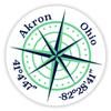 Akron Ohio 2-Inch Vinyl Decal Sticker Latitude Longitude Compass Design view 1