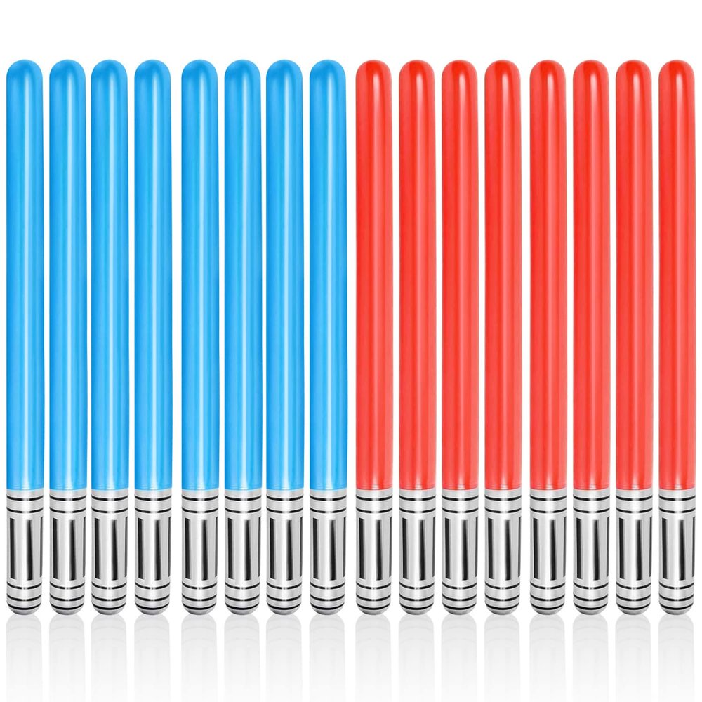 16 PCS Inflatable Laser Sword- LIYDE Inflatable Saber Toys Party Bags Stocking Stuffers Favors Fake Swords for Cosplay Themed Party (BlueRed)
