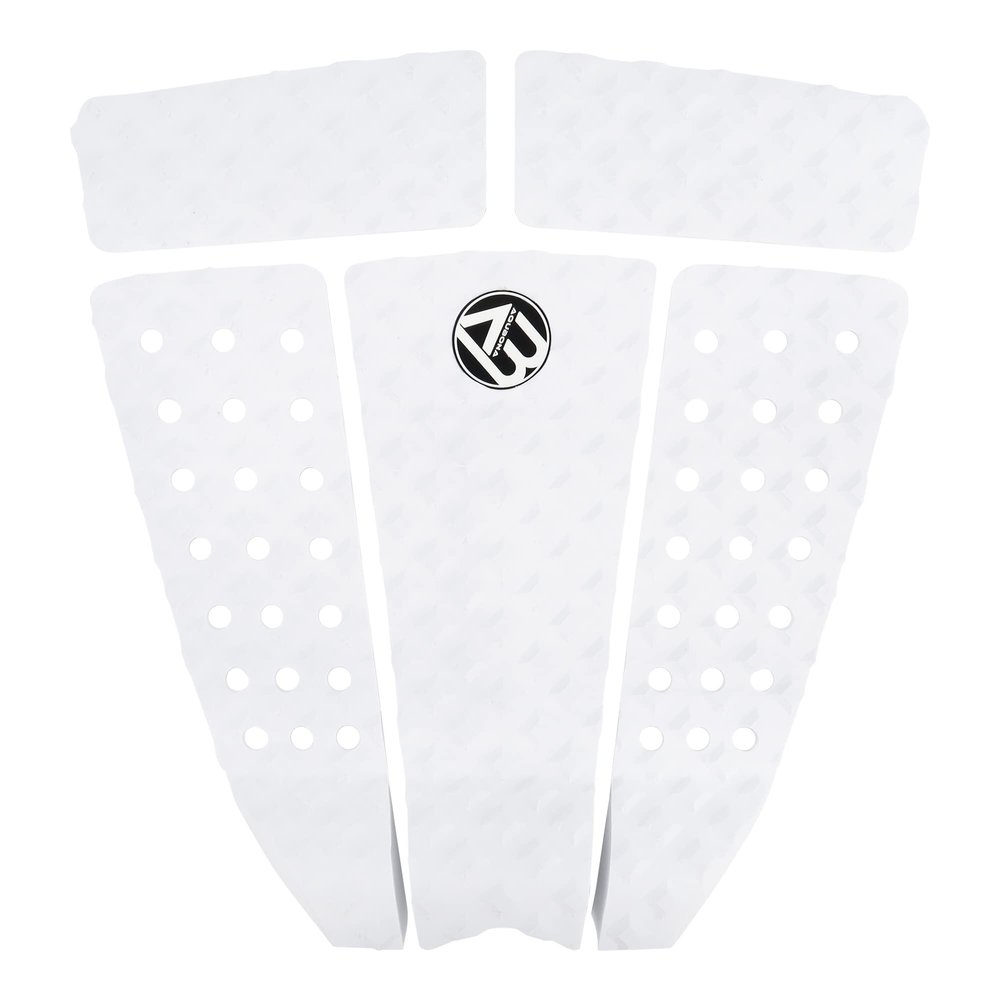 5 Piece EVA Surfboard Deck Traction Pads with Kicker for Stomp Skimboards, Surf Boards, Funboard, Fish Board/Aqua Blue Gray Black (White)