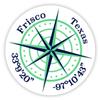 Frisco Texas 4-Inch Vinyl Decal Sticker Latitude Longitude Compass Design view 1