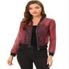 Allegra K Mesh Sheer Jacket for Women's See Through Long Sleeve Zip Up Bomber Jacket Small Red view 1