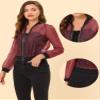 Allegra K Mesh Sheer Jacket for Women's See Through Long Sleeve Zip Up Bomber Jacket Small Red view 4