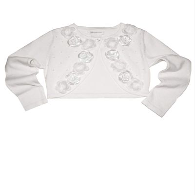 Bonnie Jean Little Girls Embellished Long Sleeve Shrug/Cardigan/Sweater, White, 5