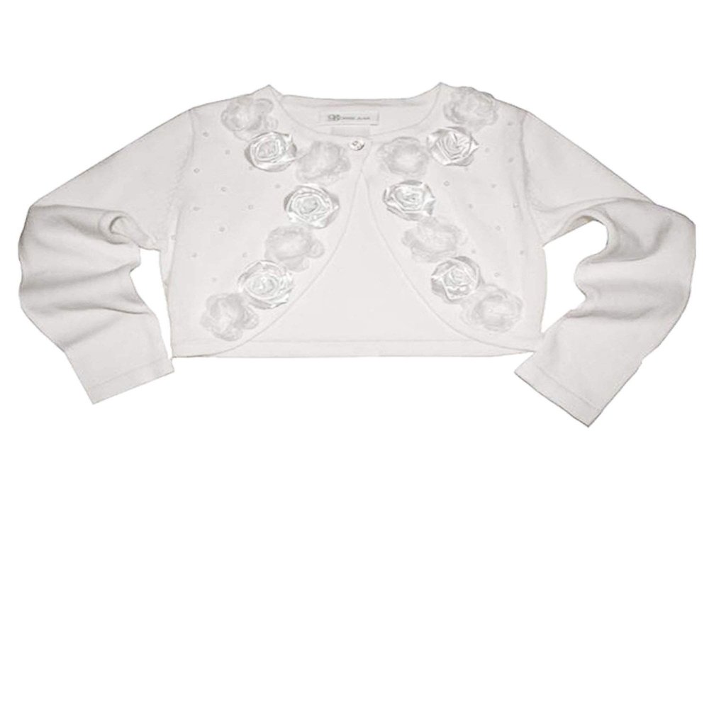 Bonnie Jean Little Girls Embellished Long Sleeve Shrug/Cardigan/Sweater, White, 5