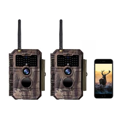 2-Pack Wifi Trail Camera 48MP Photo & 1296P H.264 Video with Night Vision Motion Activated IP66 Waterproof Time Lapse Wireless Game Hunting Cam via Phone App Operated & Share to Social Web Family