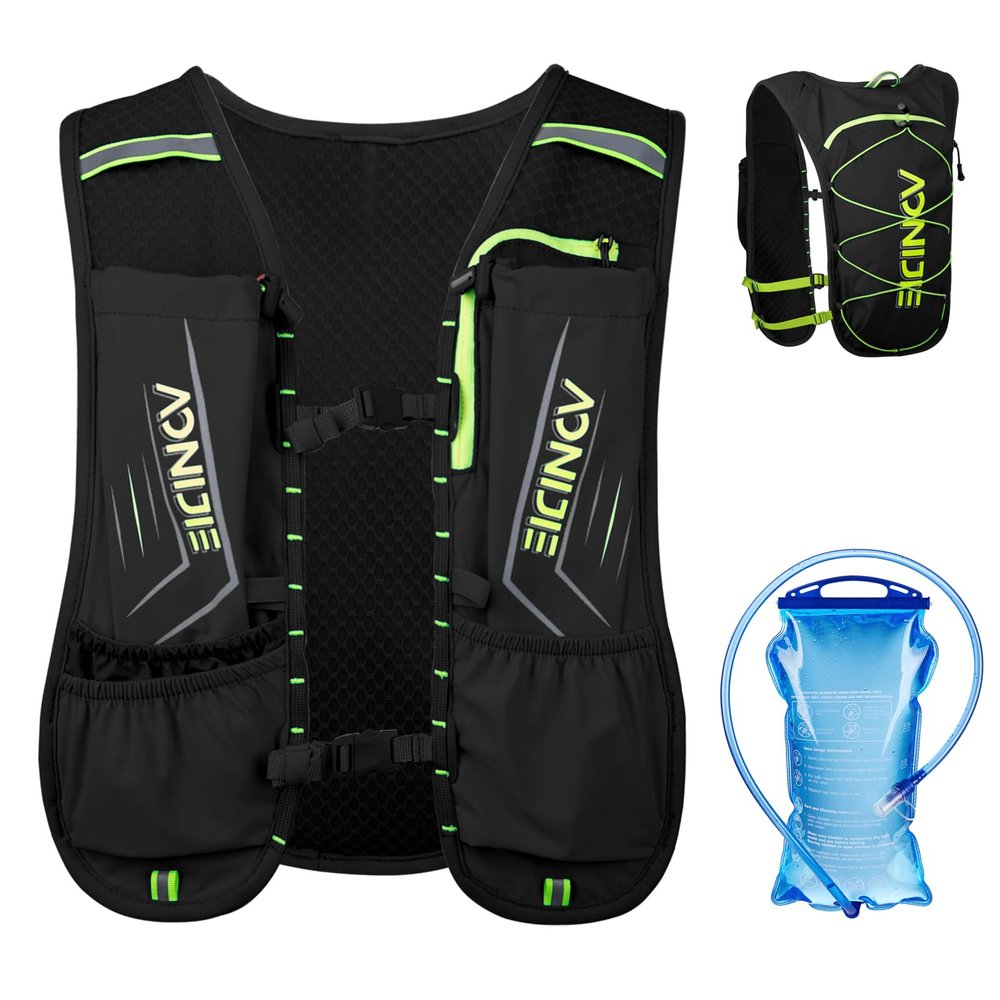 TRIWONDER Running Hydration Vest Hiking Backpack Water Pack Runner Daypack for Outdoor Cycling Festival Raves Marathon (Black - with 1.5L Water Bladder)