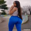 YEOREO Amplify Leggings for Women Seamless Scrunch Leggings Butt Lifting Gym High Waisted Athletic Leggings Blue view 3