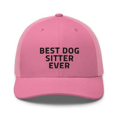Best Dog Sitter Ever Hat (Embroidered) Dog Lover Adjustable Trucker Hat Pink