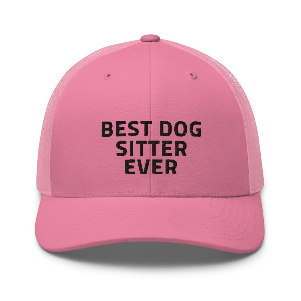 Best Dog Sitter Ever Hat (Embroidered) Dog Lover Adjustable Trucker Hat Pink