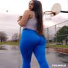 YEOREO Amplify Leggings for Women Seamless Scrunch Leggings Butt Lifting Gym High Waisted Athletic Leggings Blue view 3