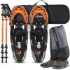 Odoland 4-in-1 Snowshoes for Men and Women with Trekking Poles, Carrying Tote Bag and Waterproof Snow Leg Gaiters, Lightweight Aluminum Alloy Snow Shoes, Orange+Black, Size 30'' view 1