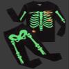 Demifill Boys&Girls Pajamas Halloween Skeleton Glow in The Dark Pajamas Halloween Cotton Sleepwear 3T Black view 2