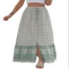chouyatou Women's Boho Elastic Waist A-Line Floral Print Maxi Skirt Front Split (X-Large, Green) view 1