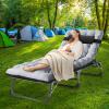 NAIZEA Folding Camping Cots, 4-Fold Sleeping Cots for Adults, Reclining Folding Chaise with Pillow, Adjustable Camping Reclining Chair, Outdoor Patio Lounge Chair for Pool, Beach, Patio, Sun Tanning view 2