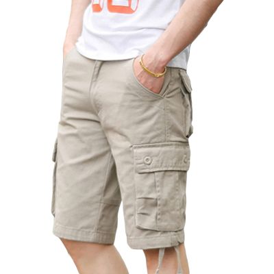 Maiyifu-GJ Mens Outdoor Casual Cargo Shorts Lightweight Multi Pocket Short Pants Relaxed Fit Summer Hiking Military Short (Apricot,31)