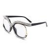 COASION Blue Light Blocking Oversized Glasses Stylish Fake Eyeglasses for Women Round Frame with Clear Lens Eyewear (Black - Diamon) view 1