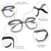 COASION Blue Light Blocking Oversized Glasses Stylish Fake Eyeglasses for Women Round Frame with Clear Lens Eyewear (Black - Diamon) view 3